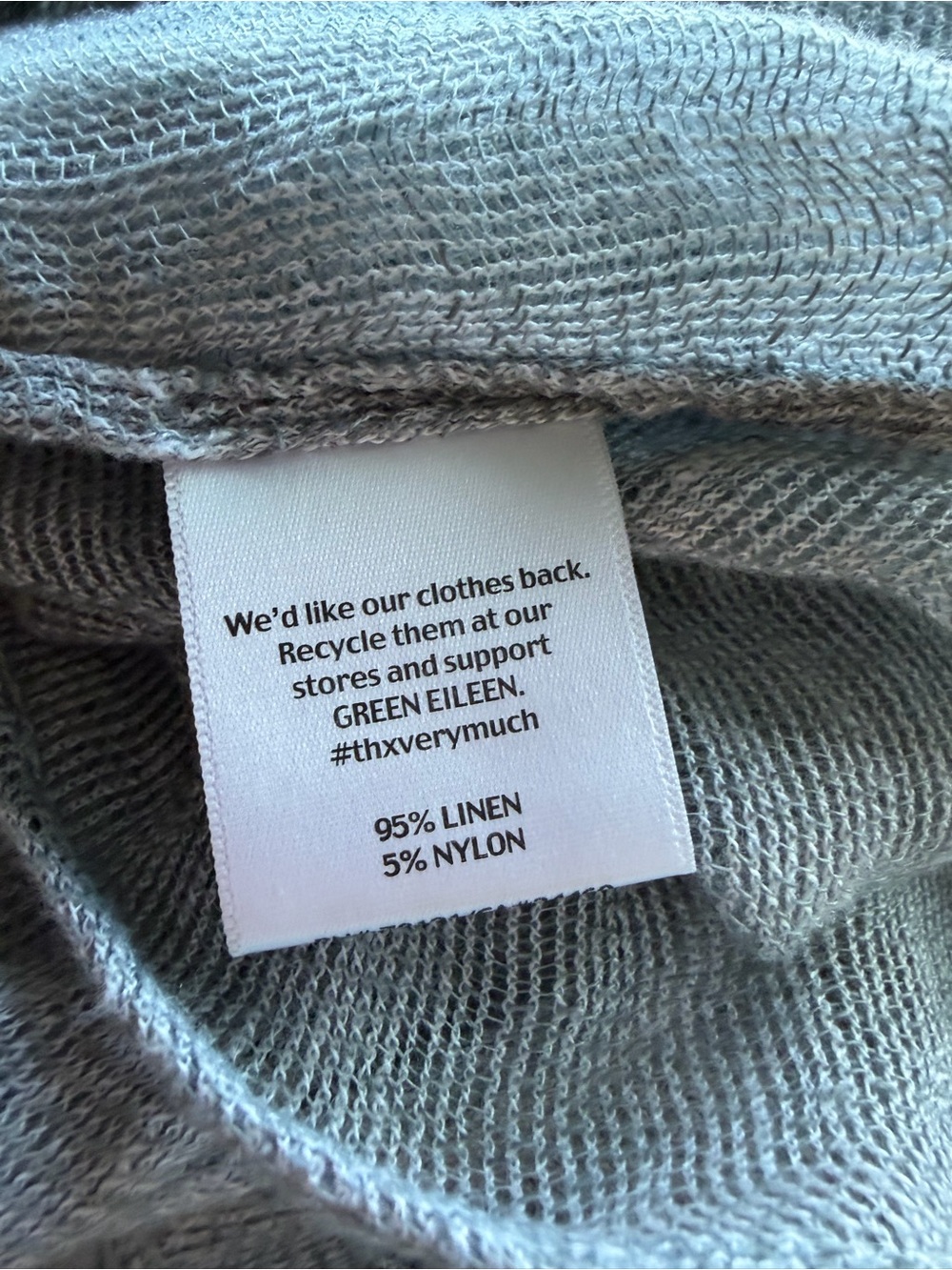 Eileen Fisher Gray Silver Mesh Linen Henley Tank Top Womans Size S Minimalist - Picture 16 of 16